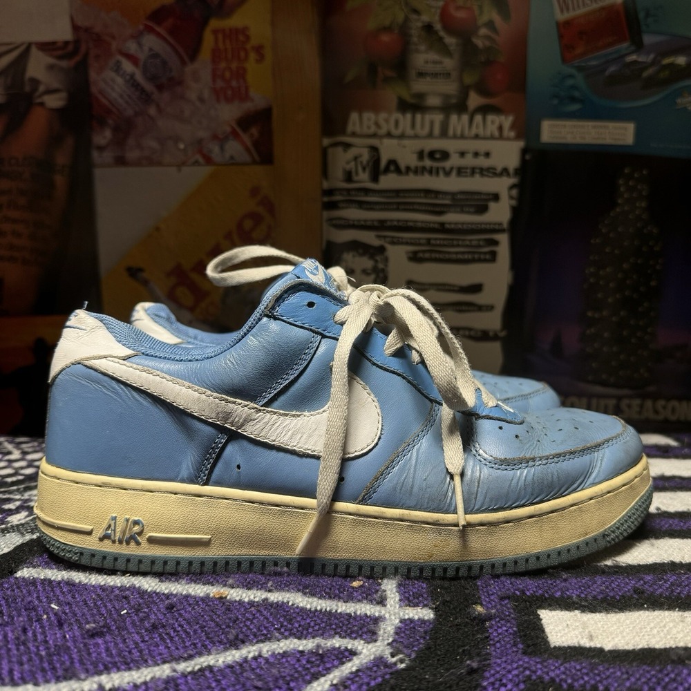 Size 10.5 - Nike Air Force 1 Blue/White (306353-411) Round Toe Lace Up
